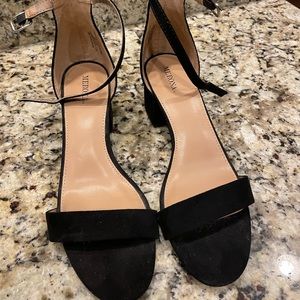 Black Velvetty Merona Block Heel Sandals